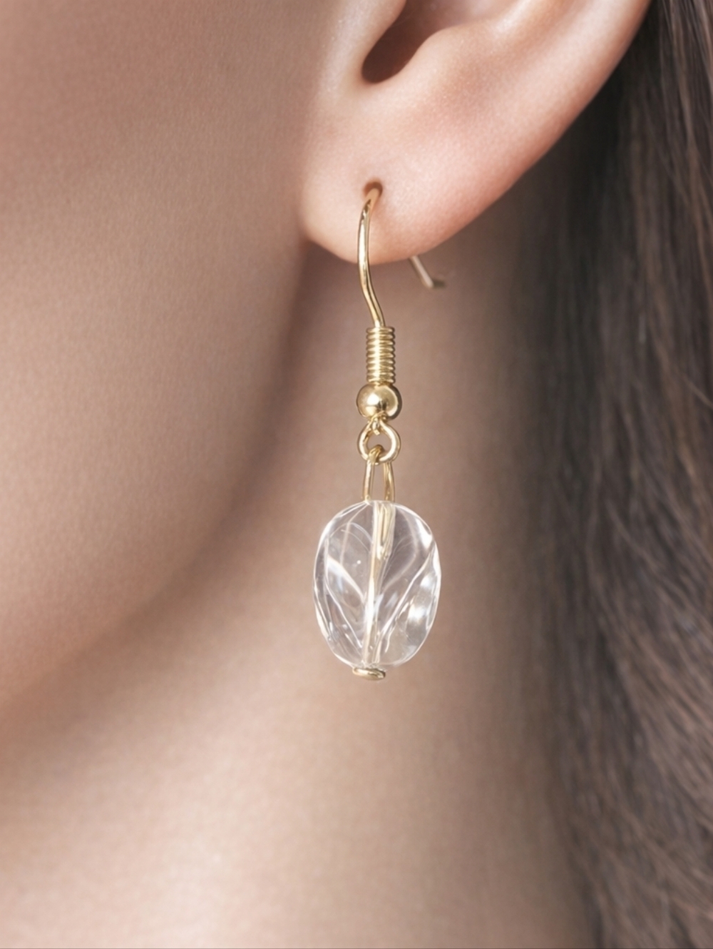 Clear Acrylic Bead Gold-Tone Drop Dangle Earrings – Trendy Lightweight Jewelry